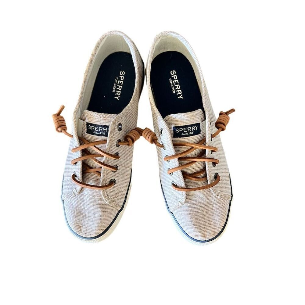 Sperry Women's Seacoast Beige Canvas Sneakers Size 8M Casual Summer - Picture 2 of 7